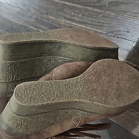 SBICCA fringe wedge bootie brown leather sz 9 - Picture 3 of 6